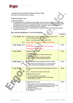Detailed trip itinerary