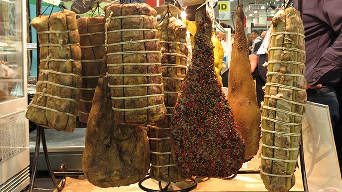 Specialty salumeria on display at one of many food festivals in Italy Salumi
