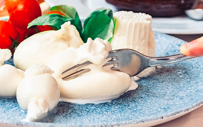 Fabulous food, need we say more? Mozzarella di mucca
