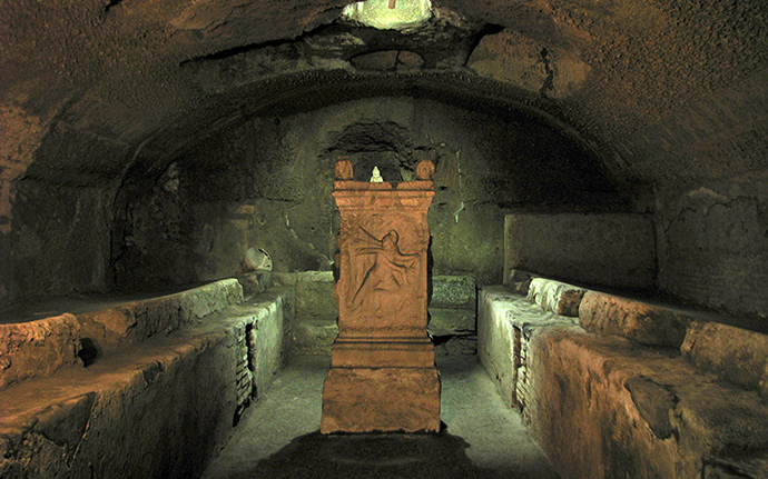 Layers of history deep beneath an ancient church. Mithraic temple at the basilica of St. Clement